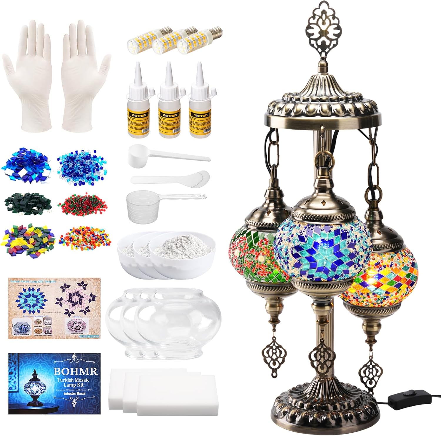 Art Crafting - DIY 3 Globe Turkish Mosaic Lamp