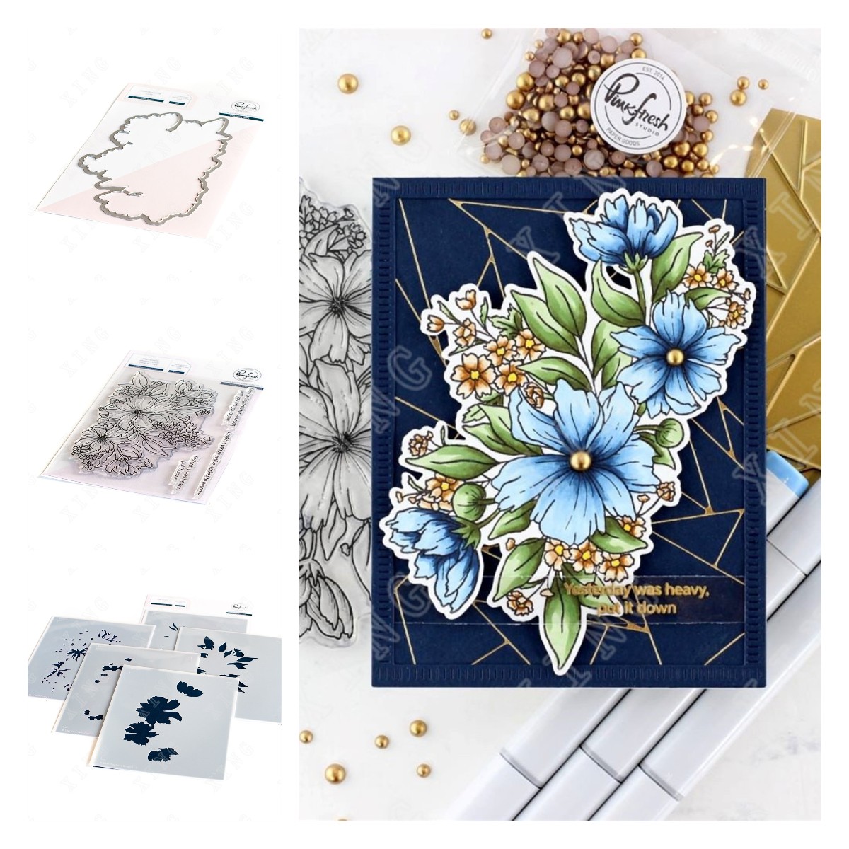 Rubber Stamp Blank - 2022 Cosmos Bunch Metal Cutting Dies