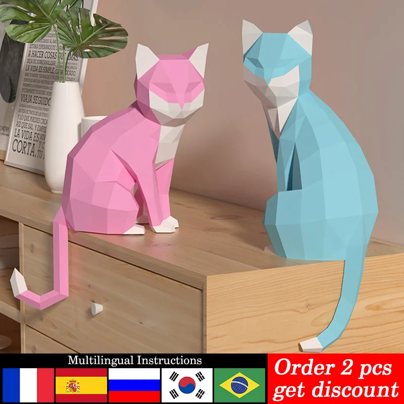 Art Craft Cat - 1 Pair Lovers Cat Animal Decor