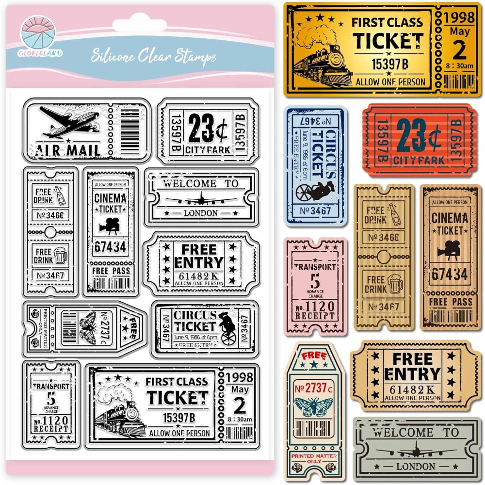 Rubber Stamp Blank - Vintage Ticket Clear Stamp for Scrapbooking