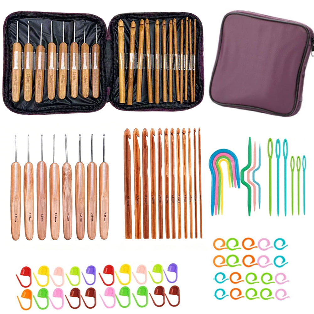 74pcs Bamboo Crochet Hooks Set - огляд і ціна Art Craft Material