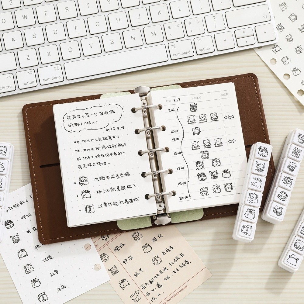 6pcs Cute Design Cat Emotion S - огляд і ціна Rubber Stamp Blank