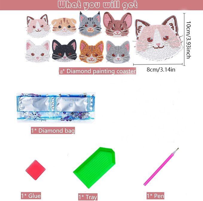 8 Pieces DIY Diamond Painting  - огляд і ціна Art Craft Cat