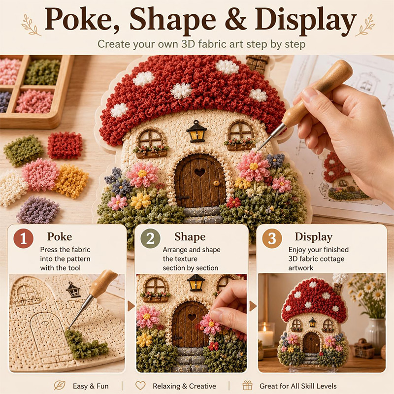 3D Mushroom House Poke Art DIY - огляд і ціна Art Crafting