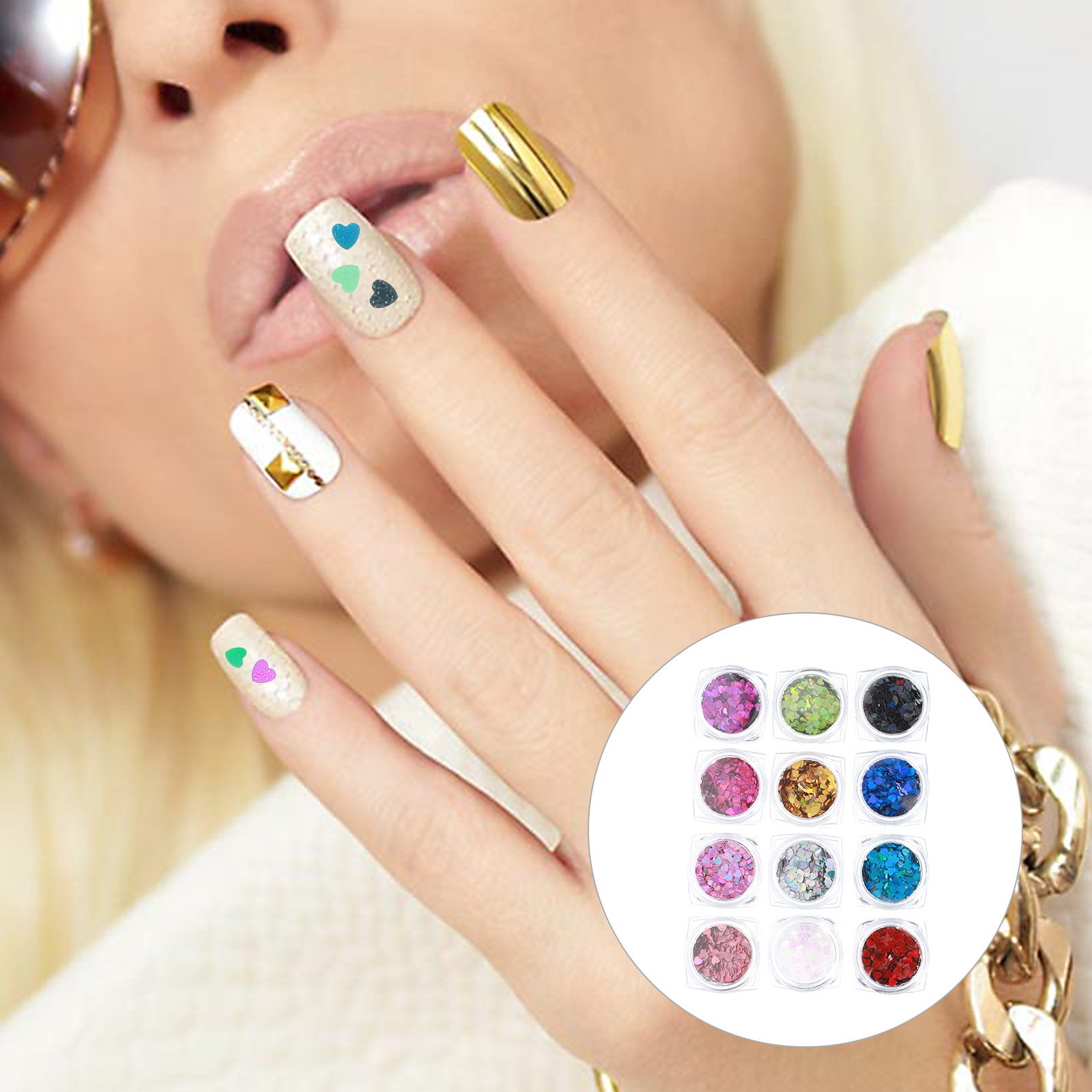 1Set Shinning Heart Nail Sequi - огляд і ціна Art And Craft Valentine