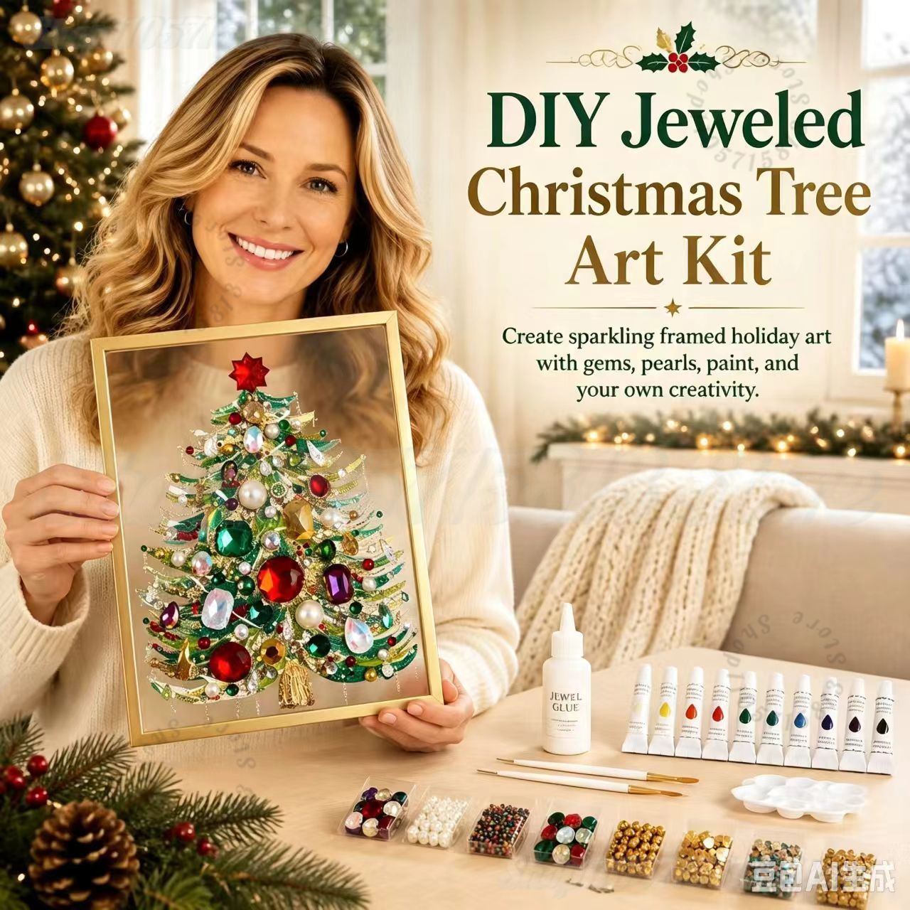 DIY Jeweled Christmas Tree Art - огляд і ціна Art And Craft Xmas Tree