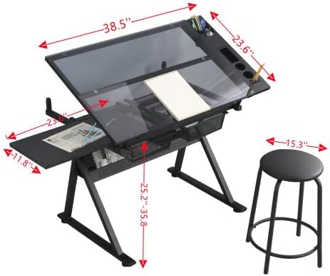 Glass Drafting Table Art Desk  - огляд і ціна Art And Craft Studio