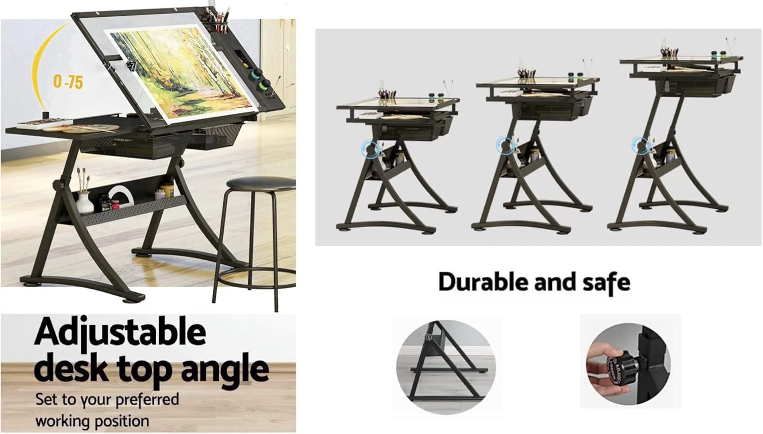 Glass Drafting Table Art Desk  - огляд і ціна Art And Craft Studio