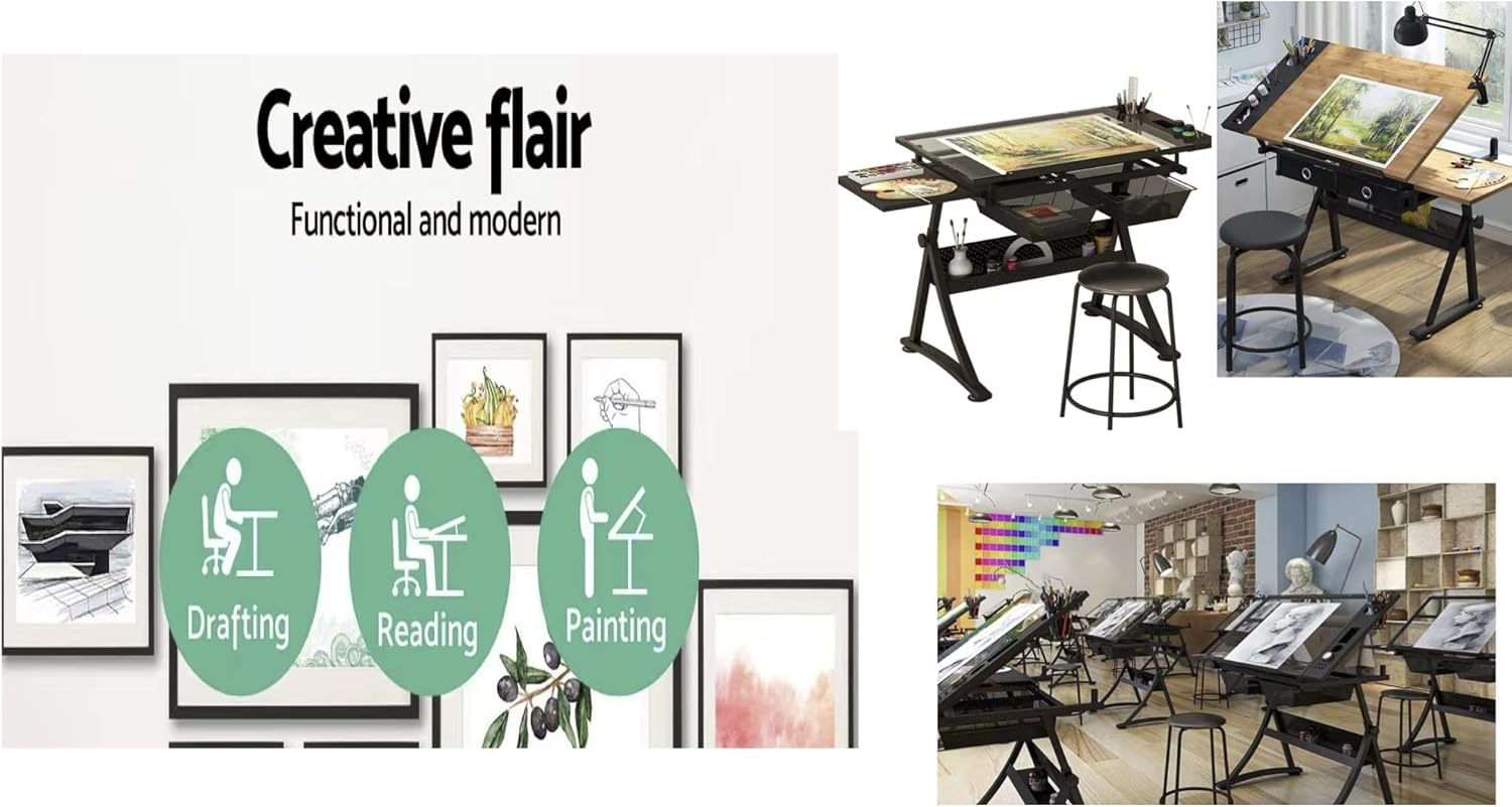 Glass Drafting Table Art Desk  - огляд і ціна Art And Craft Studio