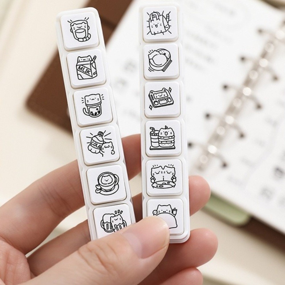 6pcs Cute Design Cat Emotion S - огляд і ціна Rubber Stamp Blank