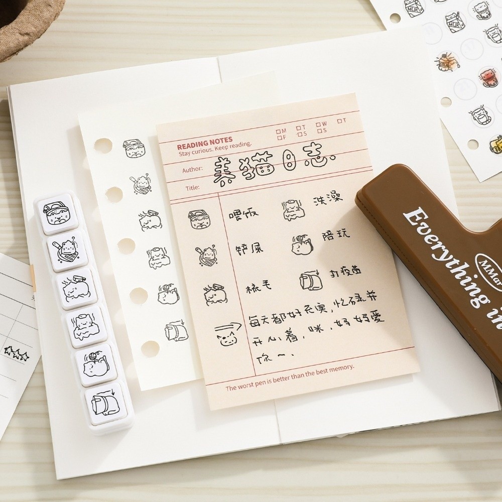 6pcs Cute Design Cat Emotion S - огляд і ціна Rubber Stamp Blank