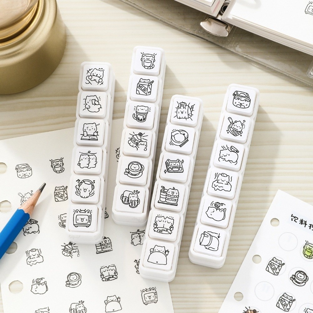 6pcs Cute Design Cat Emotion S - огляд і ціна Rubber Stamp Blank