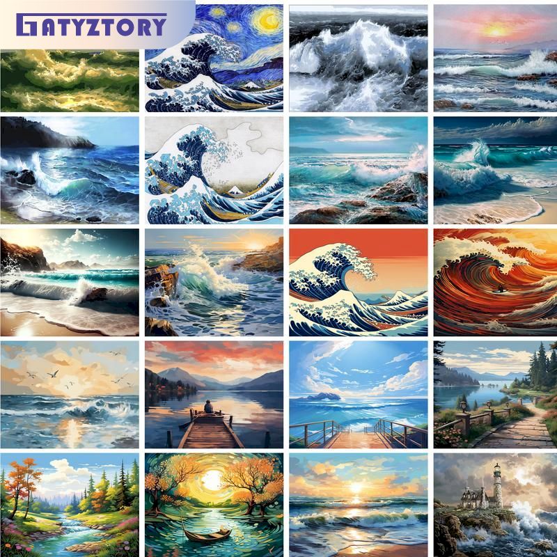 GATYZTORY Framed Ocean Beach R - огляд і ціна Art Craft Number