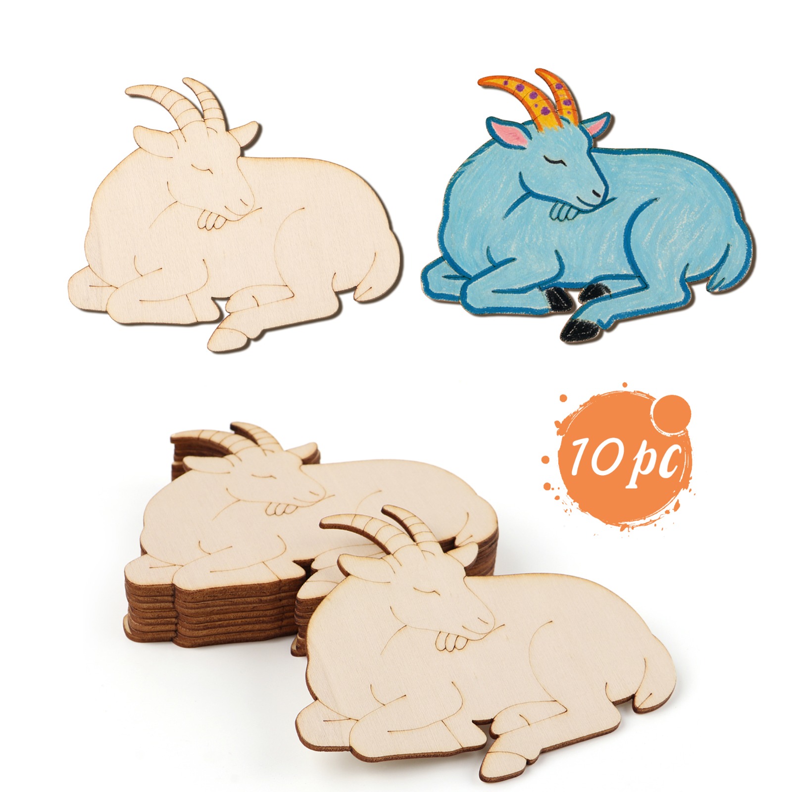 10pcs/set Unfinished Wood Shee - огляд і ціна Art Crafting