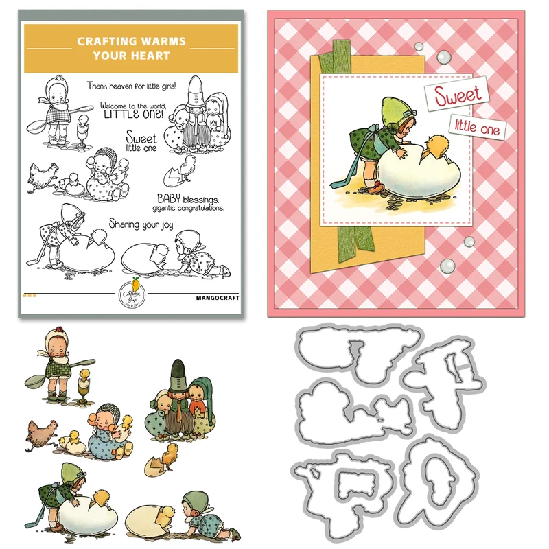 Cute Baby Kids and Egg Chicks  - огляд і ціна Rubber Stamp Blank