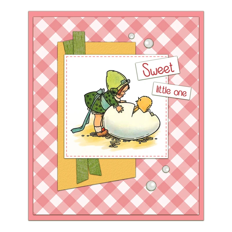 Cute Baby Kids and Egg Chicks  - огляд і ціна Rubber Stamp Blank
